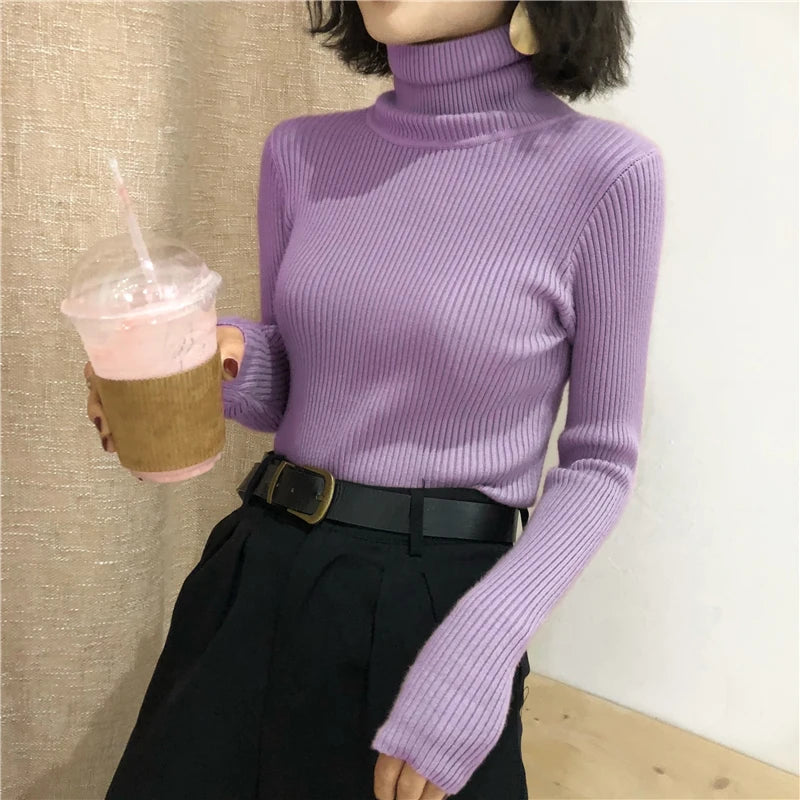 Turtleneck Sweater Womens Autumn Winter Tops 2024